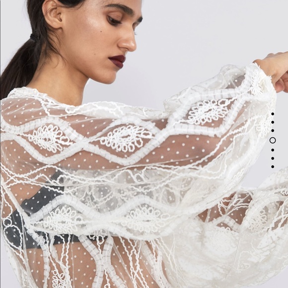 Zara Tops - Zara bloggers lace organza tulle top blouse shirt